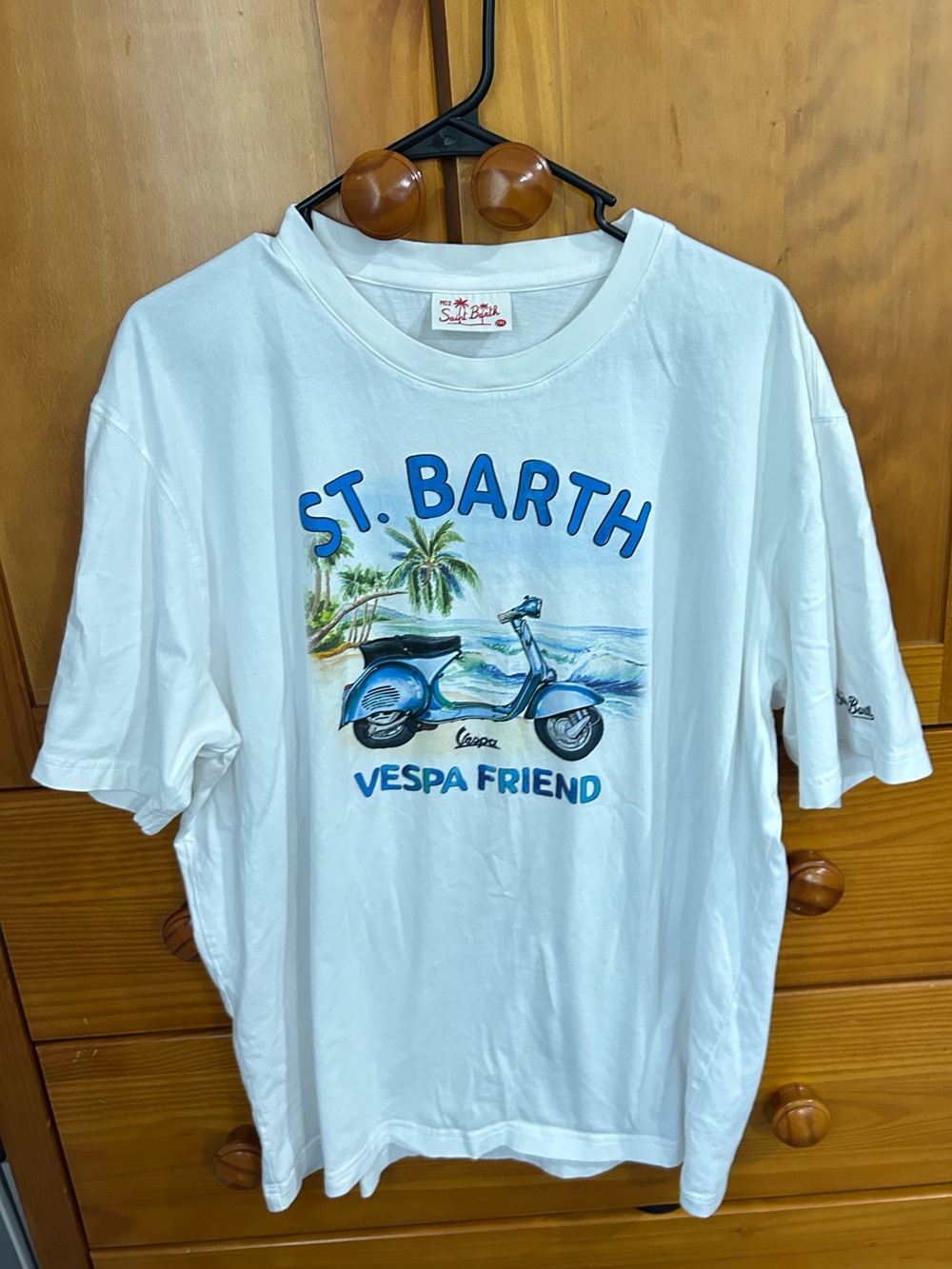 MC2 Saint Barth White Tee with Blue Vespa Graphic